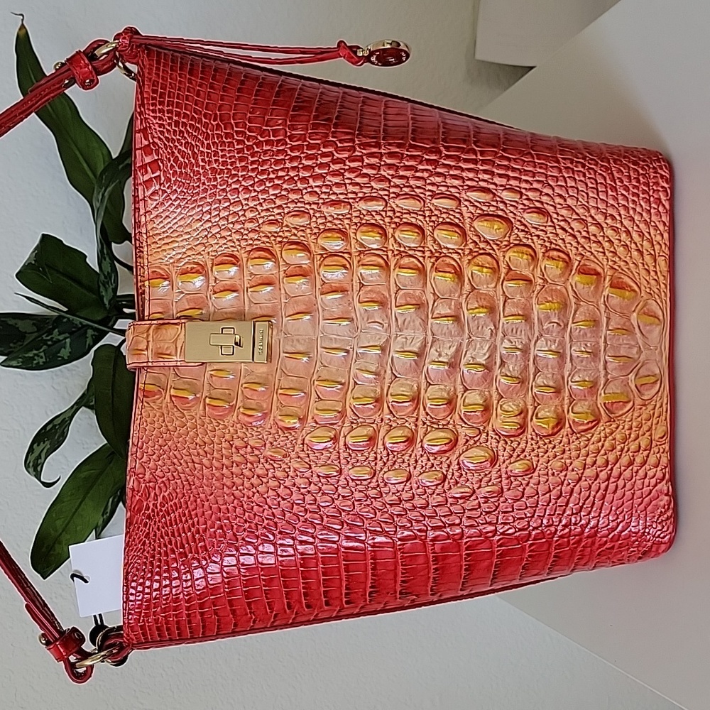 NWT🫦 Brahmin Shira infusion ombre bucket bag Natural leather